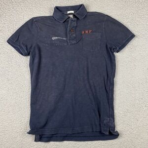 VTG Abercrombie & Fitch Muscle Polo Shirt Mens L Navy Blue Short Sleeves Casual